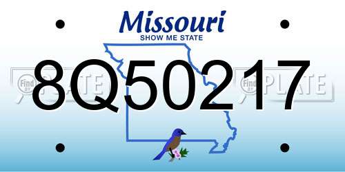 8Q50217 Missouri License Plate