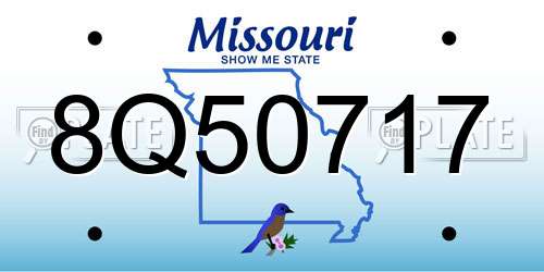 8Q50717 Missouri License Plate