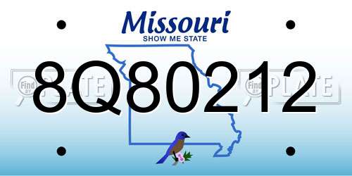 8Q80212 Missouri License Plate