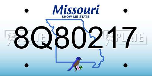 8Q80217 Missouri License Plate