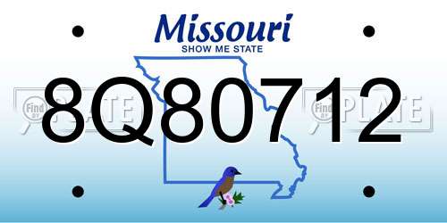 8Q80712 Missouri License Plate