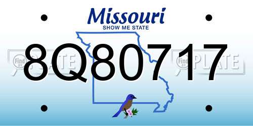 8Q80717 Missouri License Plate