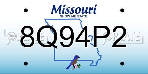 8Q94P2 Missouri License Plate