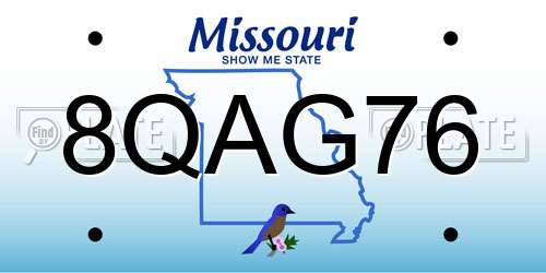 8QAG76 Missouri License Plate
