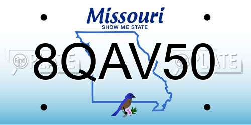 8QAV50 Missouri License Plate