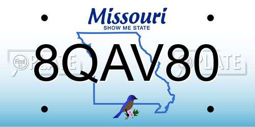 8QAV80 Missouri License Plate