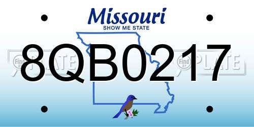 8QB0217 Missouri License Plate