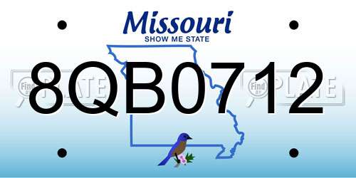 8QB0712 Missouri License Plate