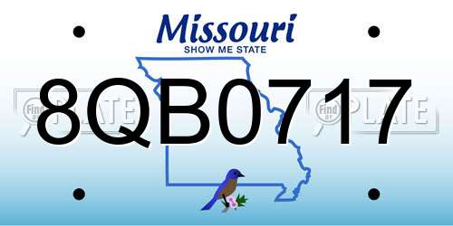8QB0717 Missouri License Plate