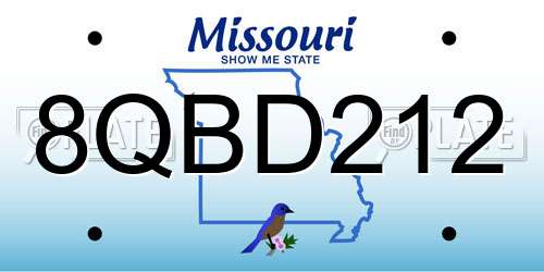8QBD212 Missouri License Plate