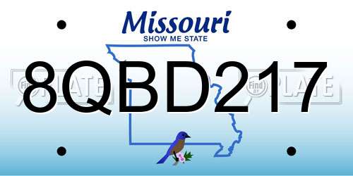 8QBD217 Missouri License Plate