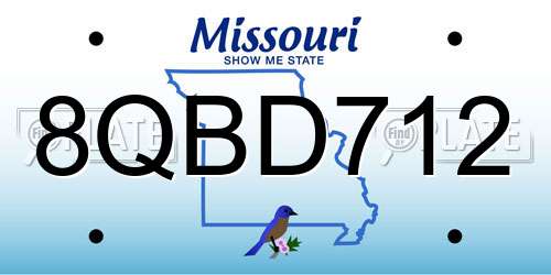 8QBD712 Missouri License Plate