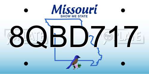 8QBD717 Missouri License Plate
