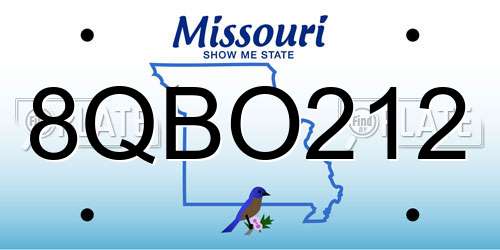 8QBO212 Missouri License Plate