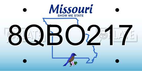 8QBO217 Missouri License Plate