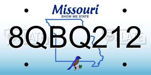 8QBQ212 Missouri License Plate