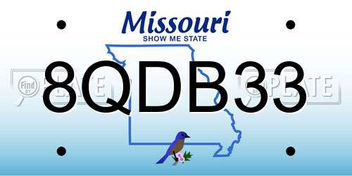 8QDB33 Missouri License Plate