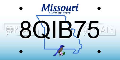 8QIB75 Missouri License Plate