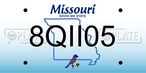 8QII05 Missouri License Plate