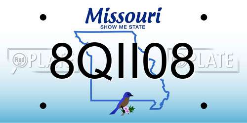 8QII08 Missouri License Plate