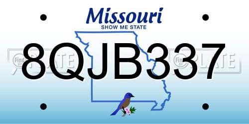 8QJB337 Missouri License Plate