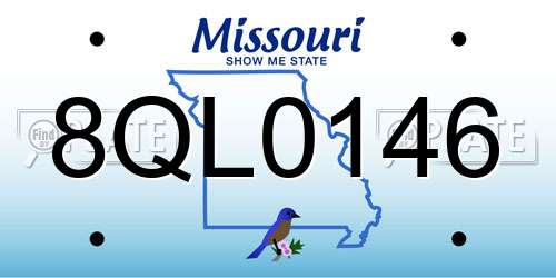 8QL0146 Missouri License Plate