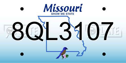 8QL3107 Missouri License Plate