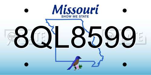 8QL8599 Missouri License Plate