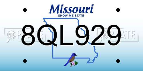 8QL929 Missouri License Plate