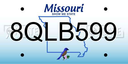 8QLB599 Missouri License Plate