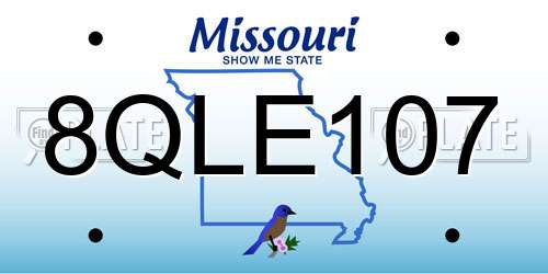 8QLE107 Missouri License Plate