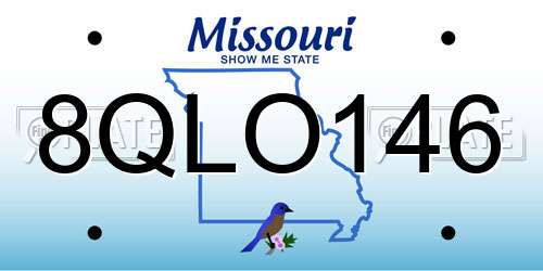 8QLO146 Missouri License Plate