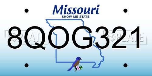 8QOG321 Missouri License Plate