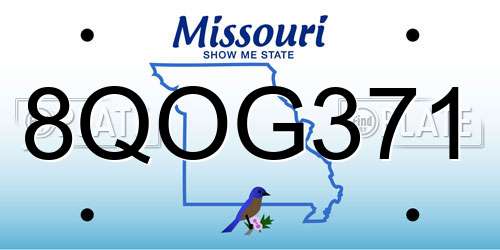 8QOG371 Missouri License Plate