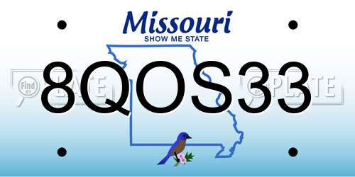 8QOS33 Missouri License Plate