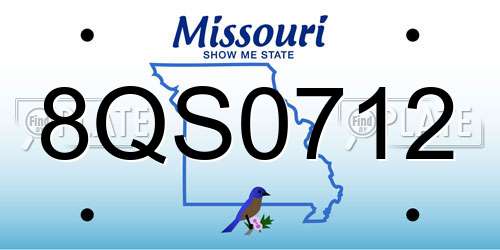 8QS0712 Missouri License Plate
