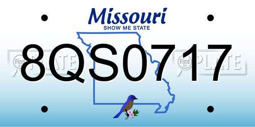 8QS0717 Missouri License Plate