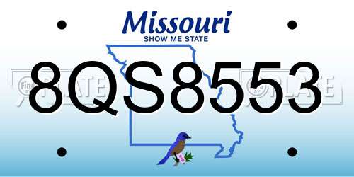 8QS8553 Missouri License Plate