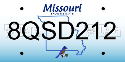 8QSD212 Missouri License Plate