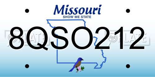 8QSO212 Missouri License Plate