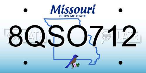 8QSO712 Missouri License Plate