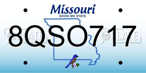 8QSO717 Missouri License Plate