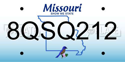 8QSQ212 Missouri License Plate