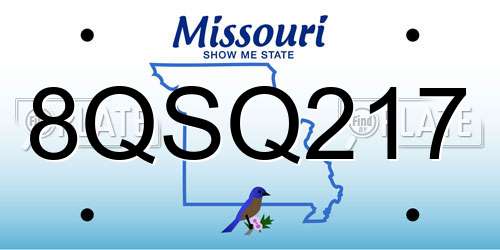 8QSQ217 Missouri License Plate