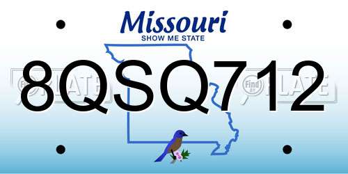 8QSQ712 Missouri License Plate