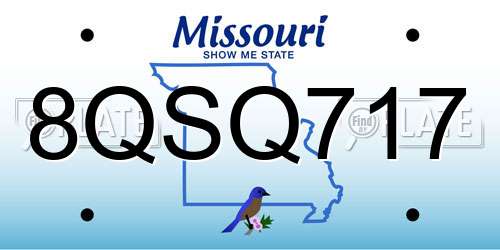 8QSQ717 Missouri License Plate