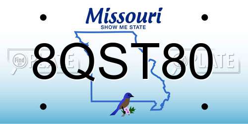 8QST80 Missouri License Plate