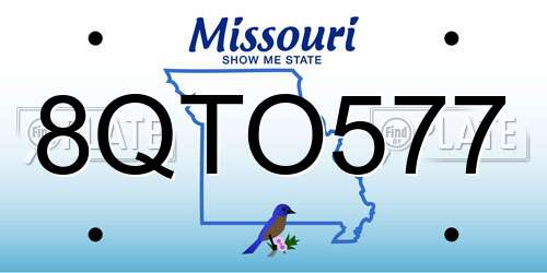 8QTO577 Missouri License Plate