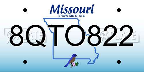 8QTO822 Missouri License Plate