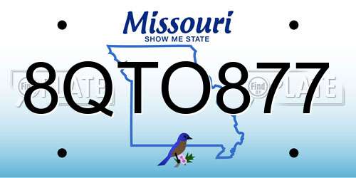 8QTO877 Missouri License Plate